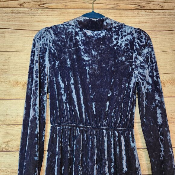 Modcloth Dress Size Small Totally Crushed It Velvet Mini Dress Velour Slate Blue - Picture 15 of 16